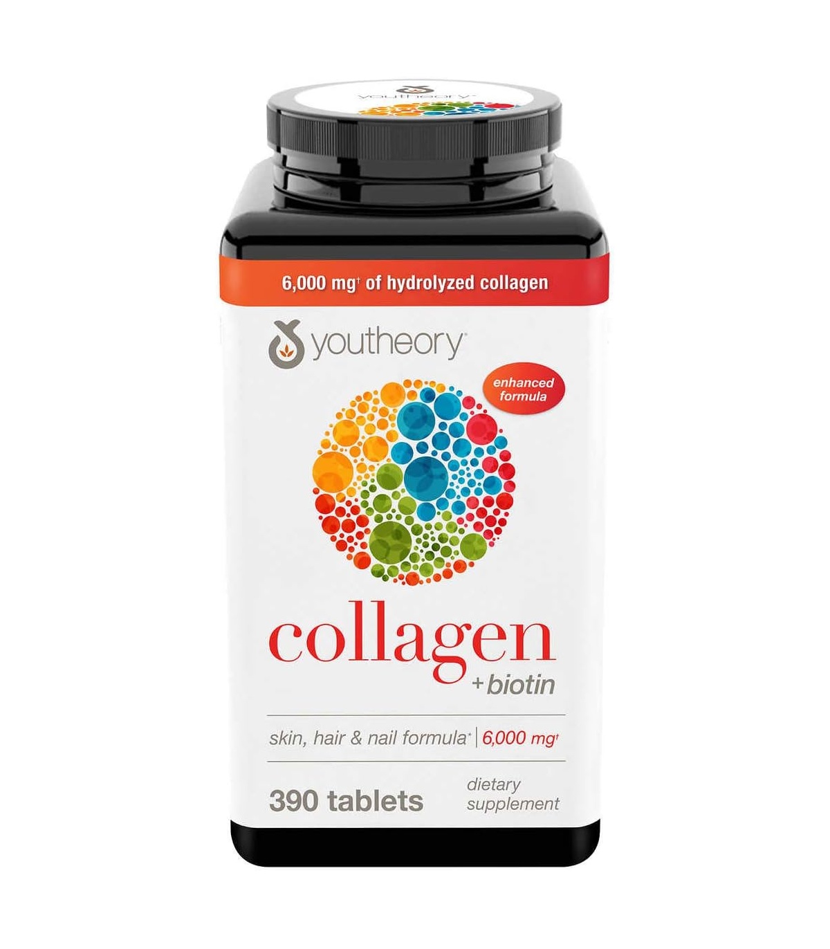 قرص کلاژن یوتئوری پوست، مو و ناخن با ویتامین سی 390 عددی Youtheory Collagen
